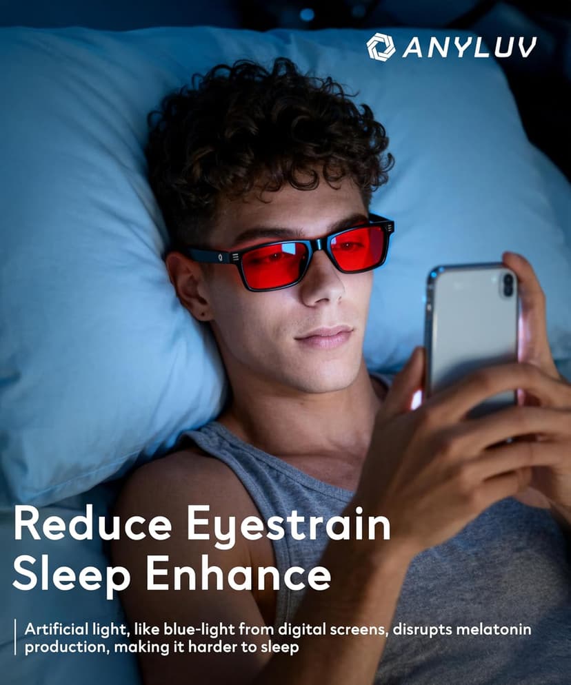 ANYLUV Blue Light Glasses Men Woman, Blue Light Blocking Glasses for Computer Gaming, Eye Strain Relief Eye Protection