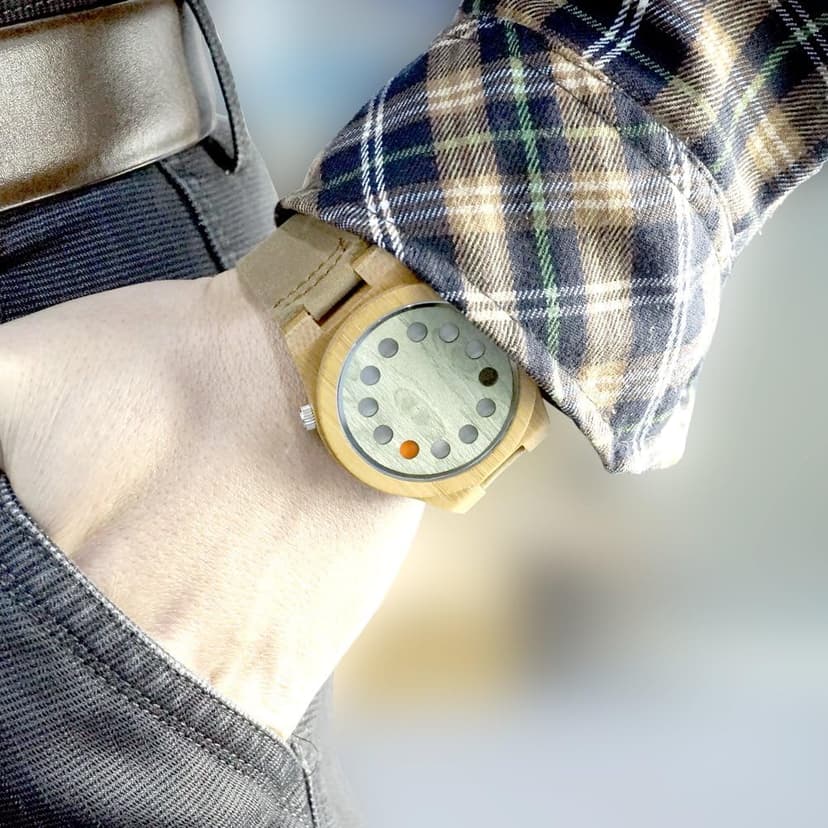 BOBO BIRD Men's Bamboo Wooden Watch with Black Cowhide Leather Strap 12 Holes Timer Design Sports Casual Watches