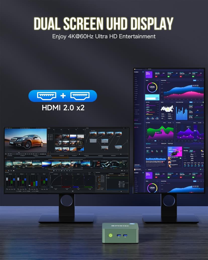 GMKtec Mini PC, Intel Twin Lake N150 (Upgraded N100), 16GB DDR4 RAM 512GB PCIe M.2 SSD, Desktop Computer 4K Dual HDMI/USB3.2/WiFi 6/BT5.2/2.5GbE RJ45 for Office, Business