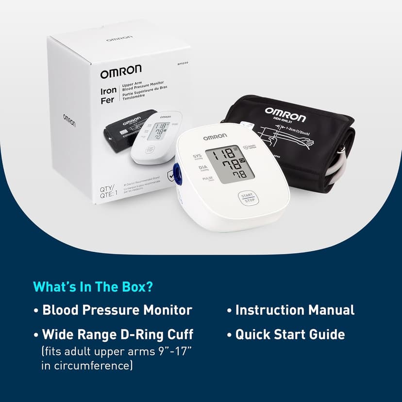 OMRON Iron Blood Pressure Monitor for Home Use & Upper Arm Blood Pressure Cuff - #1 Doctor & Pharmacist Recommended Brand - Clinically Validated
