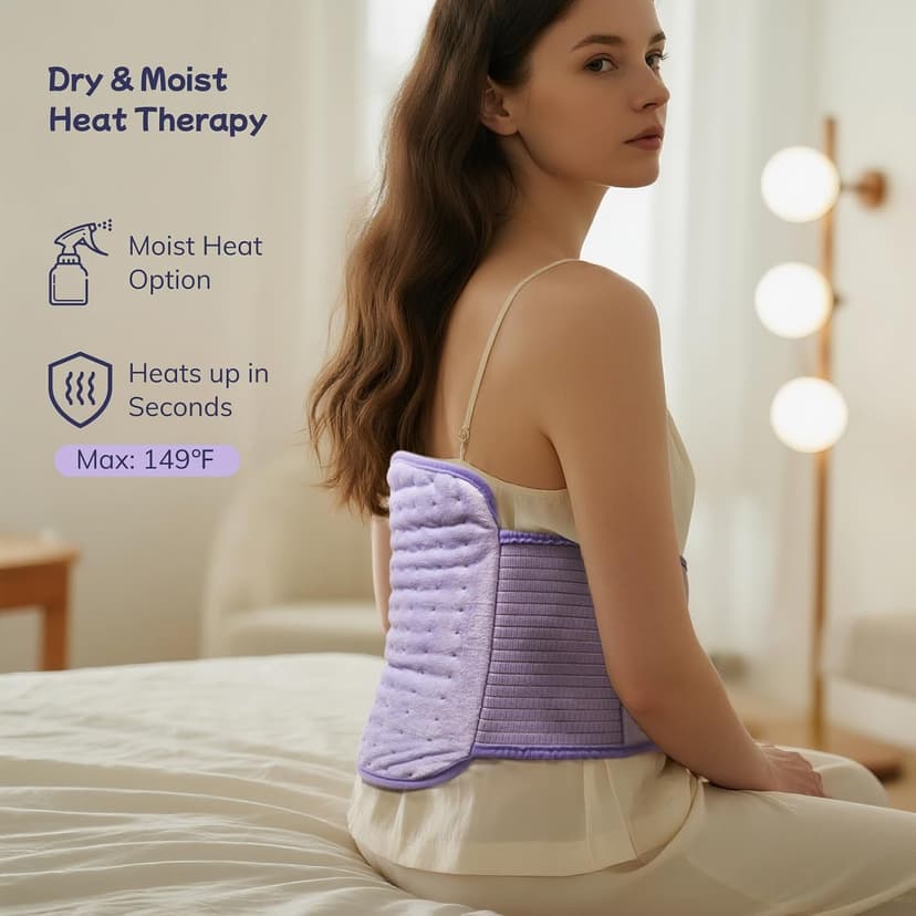 Heating Pad for Period Cramps, Upgraded Wrap Heating Pad for Back Pain Relief, Large 12''x 24''Heat Pad +26" Belt Adjustable 4 Timer 6 Heat Level Auto Shut Off, Christmas Birthday Gifts for Women Mom B0FK5CJXRX