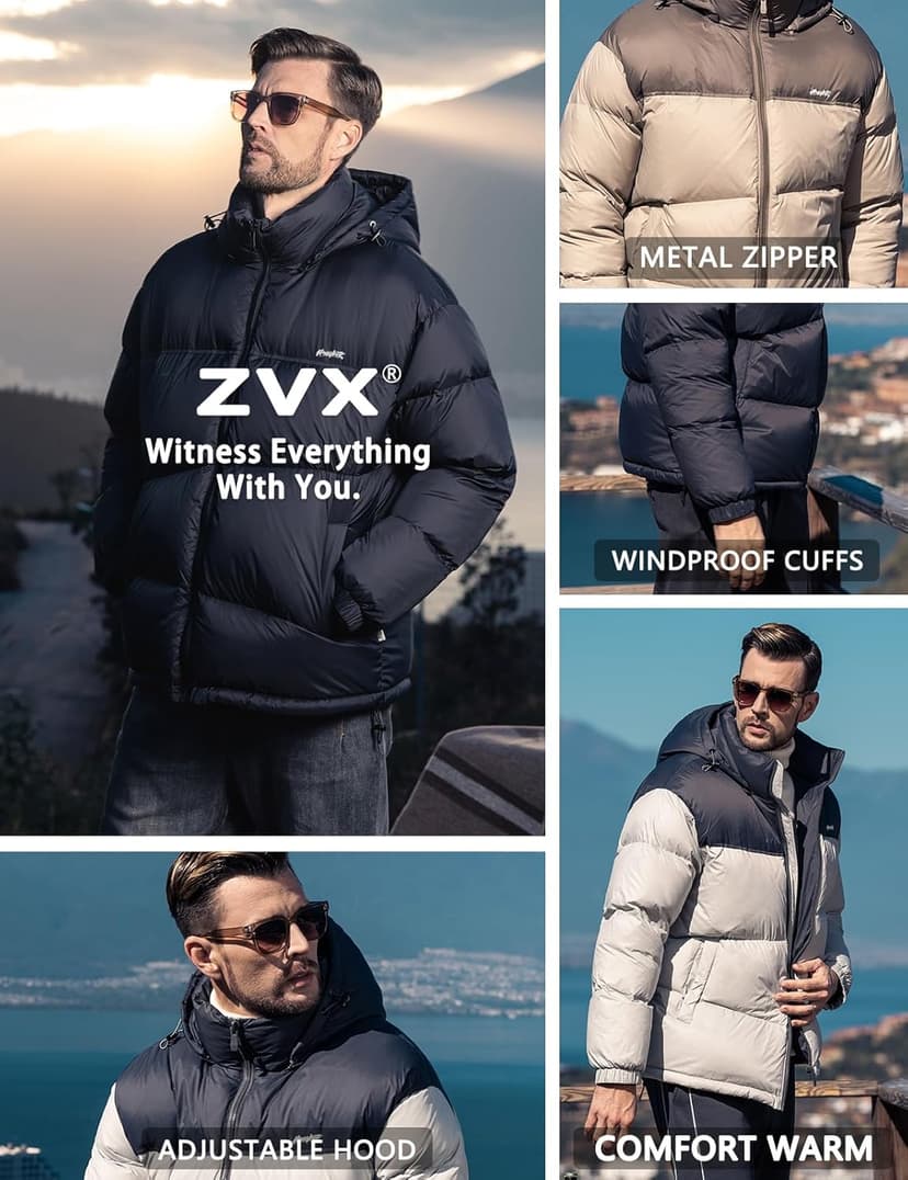 ZVX Goose Down Jacket, Warm and Soft Goose Down Jackets Men,Waterproof Windproof Unisex Down Jacket