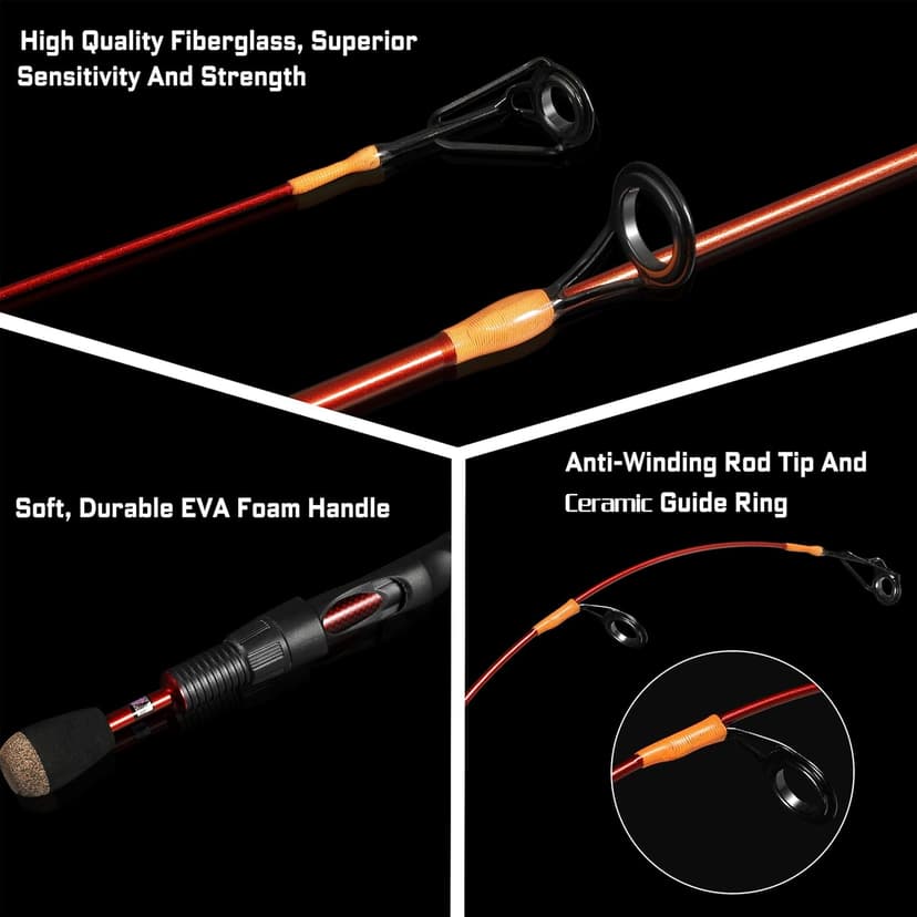 PLUSINNO Ice Fishing Rod, Ultralight and Sensitive Ice Fishing Rod and Reel Combo, 26"/27"/28" for Trout, Walleye, Perch, Panfish Bluegill Crappie