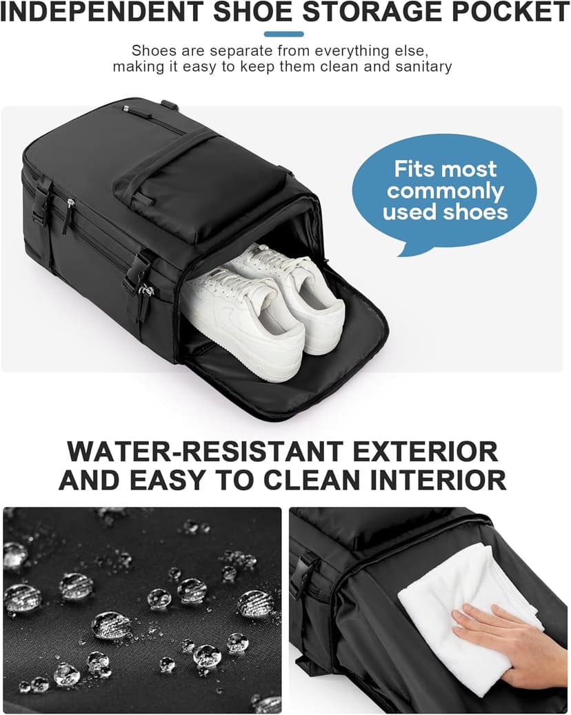 VGCUB Large Travel Backpack with Storage Compression Seal Bags for Clothing with Pump Vacuum System Carry on Personal Item Work Business Vacpack Laptop Backpack for Women Men Black