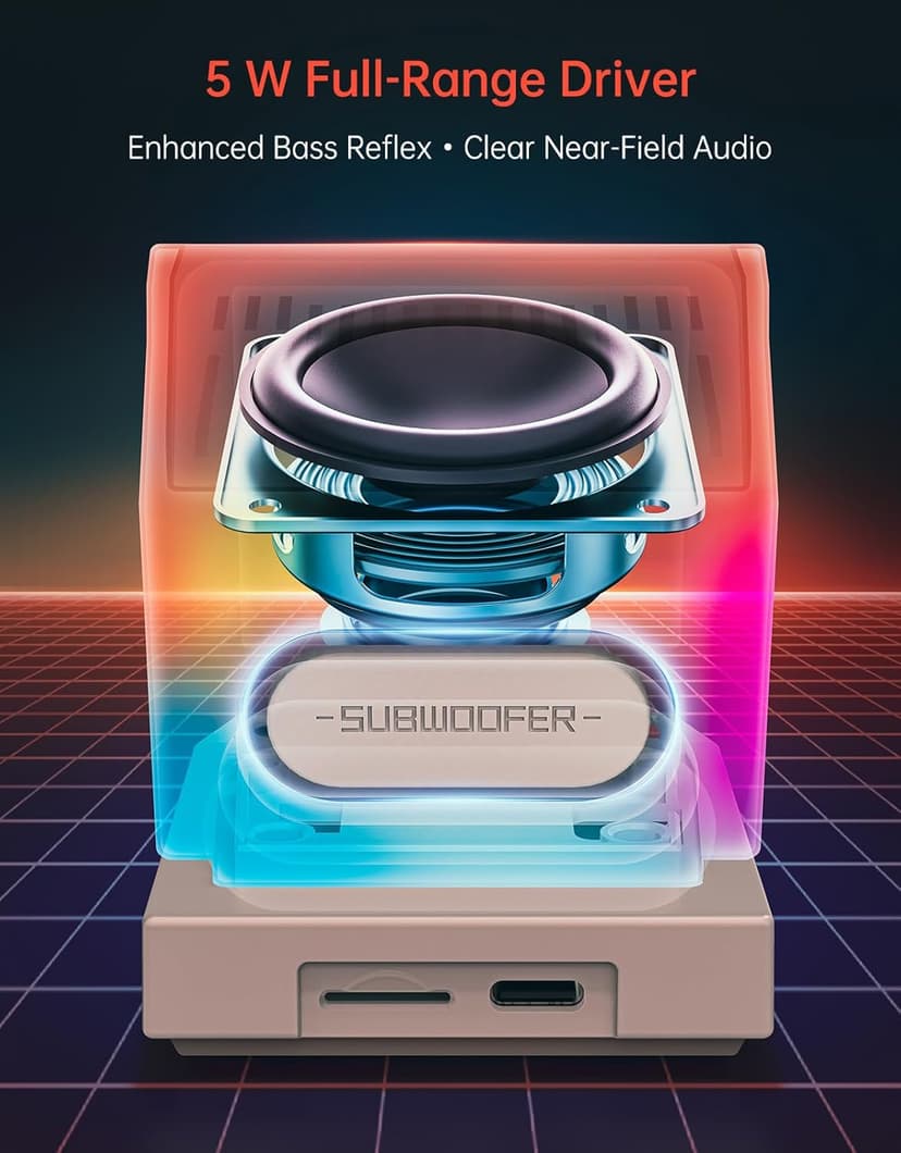 Bluetooth & USB Audio, Alarm/White Noise Clock, Desk Setup Gifts for Gaming Divoom MiniToo Retro PC-Style Computer Speaker, Pixel Screen with DIY Faces B0FRF3XGQ4