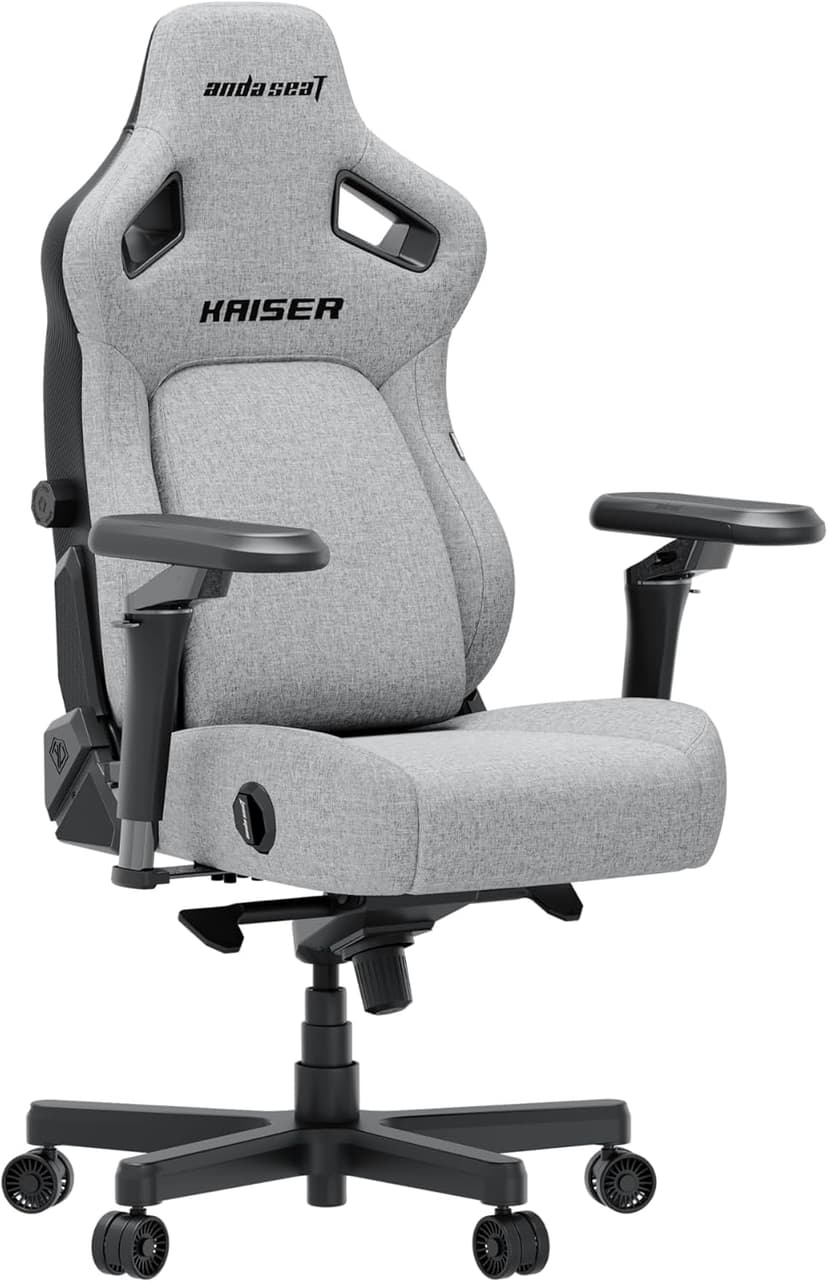 Anda Seat Kaiser 4 XL Gaming Chairs for Adults - Ergonomic Gray Fabric Gaming Chairs with 6DArmrest, Comfortable Office Seat with Lumbar Support, Heavy Duty Wide Gamer Seat