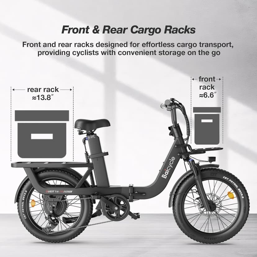 Upgraded Electric Bikes for Adults with 750W/1500W Peak Motor 20" Fat Tire E Bike with 28 MPH 90 Miles Max Range 48V Removable Battery EBike Electric Bicycle Commuter Ebikes