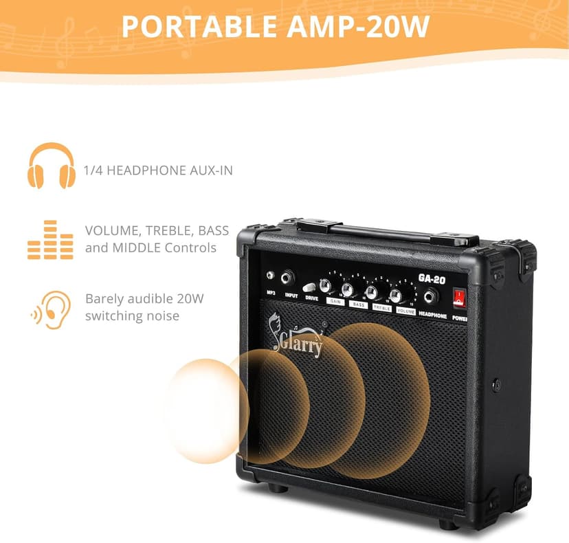 GLARRY 39" GST Series Electric Guitar Kit with Amp for Beginner Starter, HSS Pickups Full Size Guitar Included Digital Tuner, Strings, Picks, Tremolo Bar, Shoulder Strap, and Portable Case (Dark Blue)