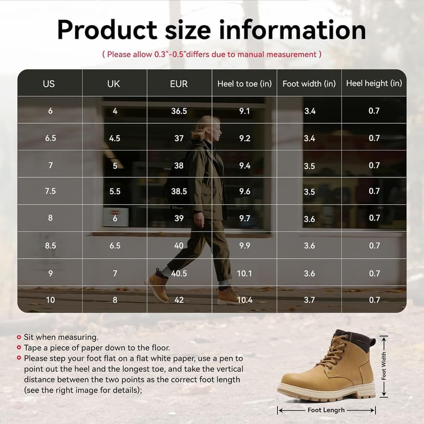 ANJOUFEMME Combat Hiking Boots for Women- Lace up Ankle Work Boots Lightweight Casual Winter Shoes for Backpacking Trekking Walking