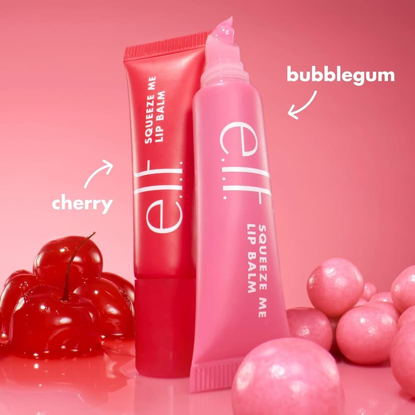 Moisturizing Balm For A Sheer Tint Of Color, Made With Hyaluronic Acid, Vegan & Cruelty-Free, Cherry & Bubblegum e.l.f. Squeeze Me More Lip Balm Duo, Cherry/Bubblegum B0FPMGZ18H