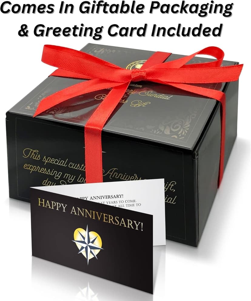 OakiWay Anniversary Sundial Compass Gift for Him or Her - Unique Gift Ideas for Husband or Wife, Men Wedding Anniversary 50th 40th 25th 20th Year Celebration, Gift Card Included