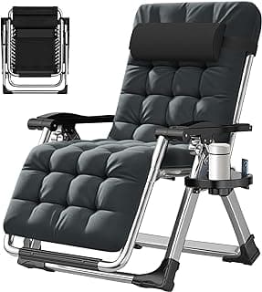 ABORON Zero Gravity Chair,Premium Outdoor Lawn Folding Lounge Chairs,Sturdy Adjustable Reclining Patio Chairs with Removable Cushion,Headrest & Tray