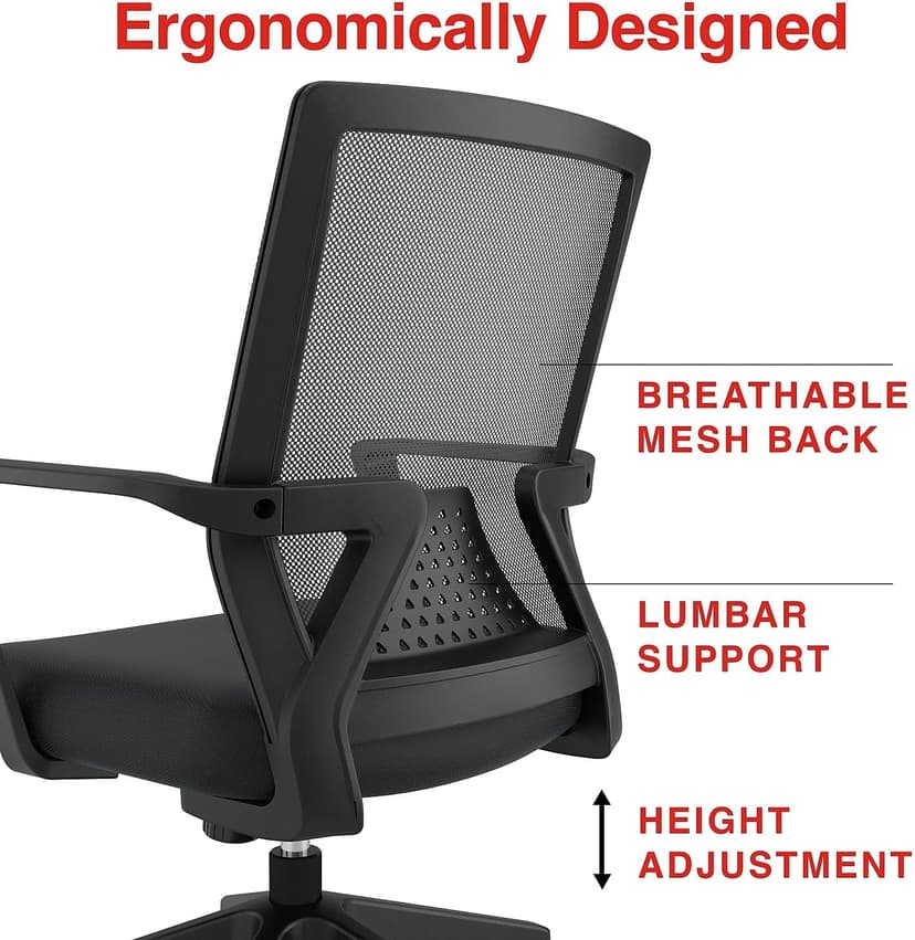 STAPLES Cartwright Ergonomic Office Desk Chair, Adjustable with Breathable Mesh & Lumbar Support, Perfect for Home & Office, Black