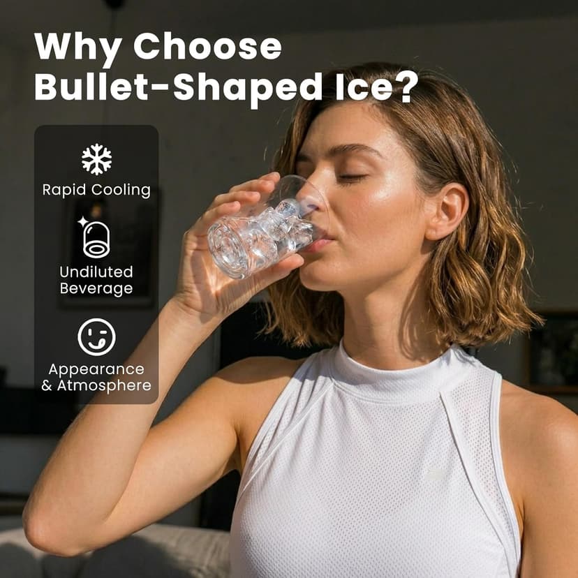 Electactic Countertop Ice Maker, 26Lbs Daily Ice Production, 0.8L Water Tank, Self-Cleaning, Adjustable Ice Size, One-Touch Operation, Interior Light, Portable Ice Maker for Home, Office & Party