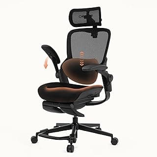 CabLady S2 Petite Office Chair for Women & Small Frames - 330lb Capacity, 4D Adjustable Lumbar/Headrest, Flip-Up Arms & Footrest, Ergonomic Desk Chair