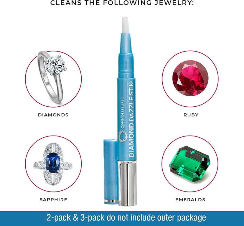 CONNOISSEURS Diamond Dazzle Stik - Portable Diamond Cleaner for Rings and Other Jewelry - Bring Out The Sparkle in Your Diamonds and Precious Stones