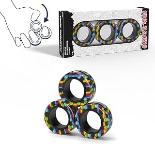 Magnetic Rings Fidget Toy Set, Idea ADHD Fidget Toys, Adult Fidget Magnets Spinner Rings for Anxiety Relief Therapy, Fidget Pack Great Gift for Adults Teens Kids Easter Basket Stuffers (3PCS) B09995133G
