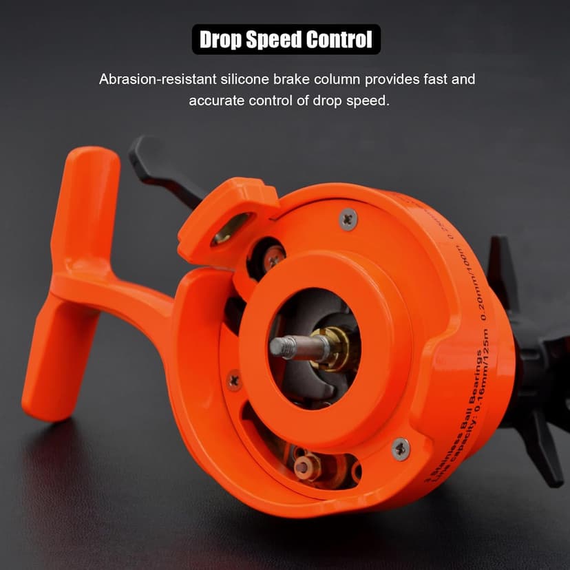 Inline Ice Fishing Reel, Lightweight Graphite Body and Spool, Instant Anti-Reverse, 2.5:1 Gear Ratio, Sensitive Trigger System for One-Handed Operation, Hardwater Fishing for Beginners