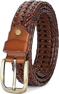 SENDEFN Leather Braided Belts for Men, 1 3/8" Casual Woven Leather Belt for Men Jeans Golf Dress Pants with Gift Box