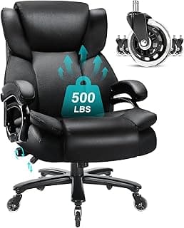 Indulgear 500lbs Big and Tall Office Chair, Heavy Duty Office Chair for Heavy People, High Back Executive Desk Chair with Adjustable Lumbar Support,Quiet Rubber Wheel,Pocket Spring Cushion