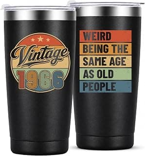 Vintage 1966 20 oz insulated tumbler for a 60th birthday; 18/8 stainless steel, leak-resistant lid, 6h hot/12h cold. 60th Birthday Gifts for Men 20oz Vintage 1966 Tumbler B0HDN44TTW