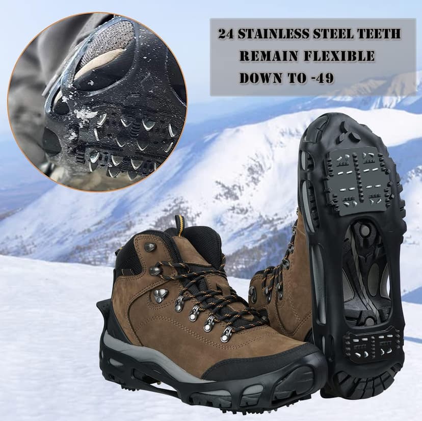 Shaddock Fishing Ice Snow Traction Cleats Crampons Anti-Slip Snow Shoes Cleats Walking on Snow Ice Winter Walking Boots Cleats for Men Women