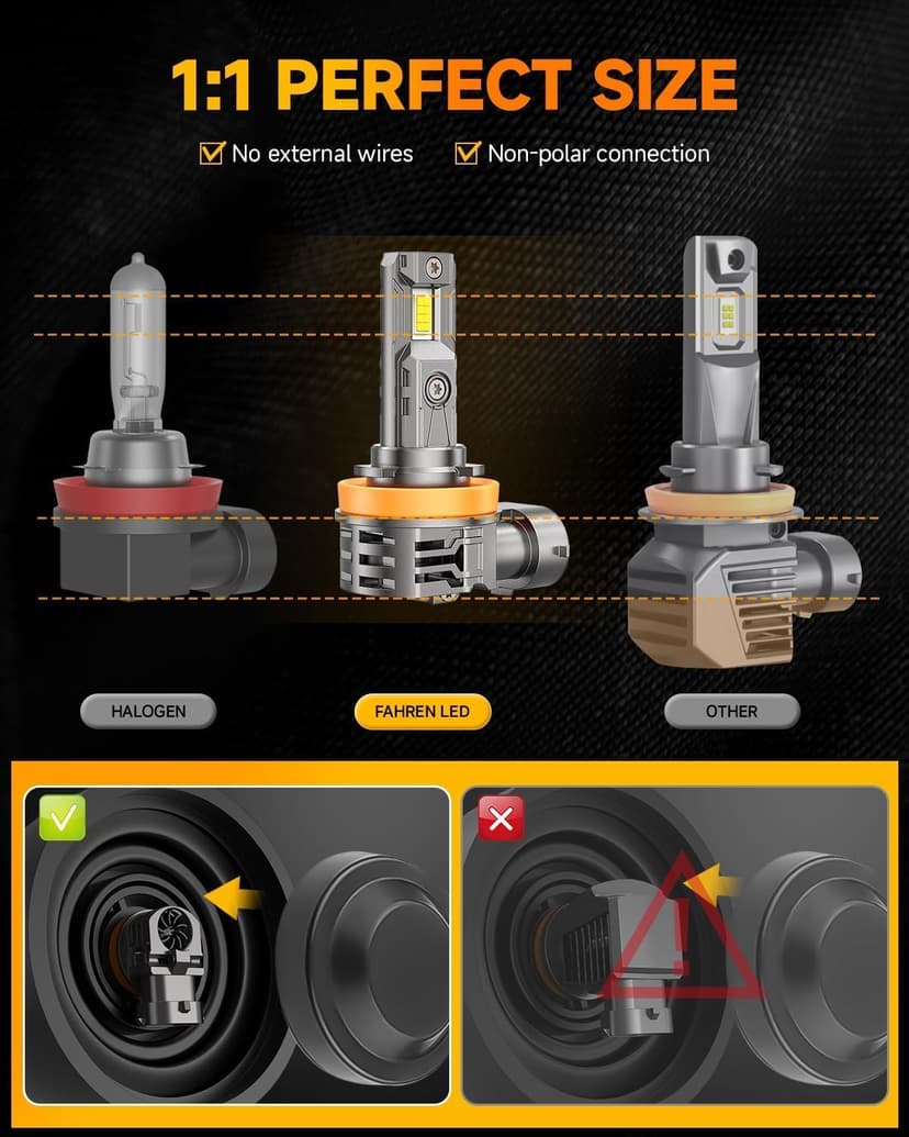 FAHREN 2026 Upgraded H11/H9/H8 9005/HB3 light Bulbs combo,110,000LM 1500% Brighter 6500K with Cooling Fan H11 9005 Light Kits, 1.1 Mini Size H9 Bulb, CANBUS Ready Plug And Play, Pack of 4