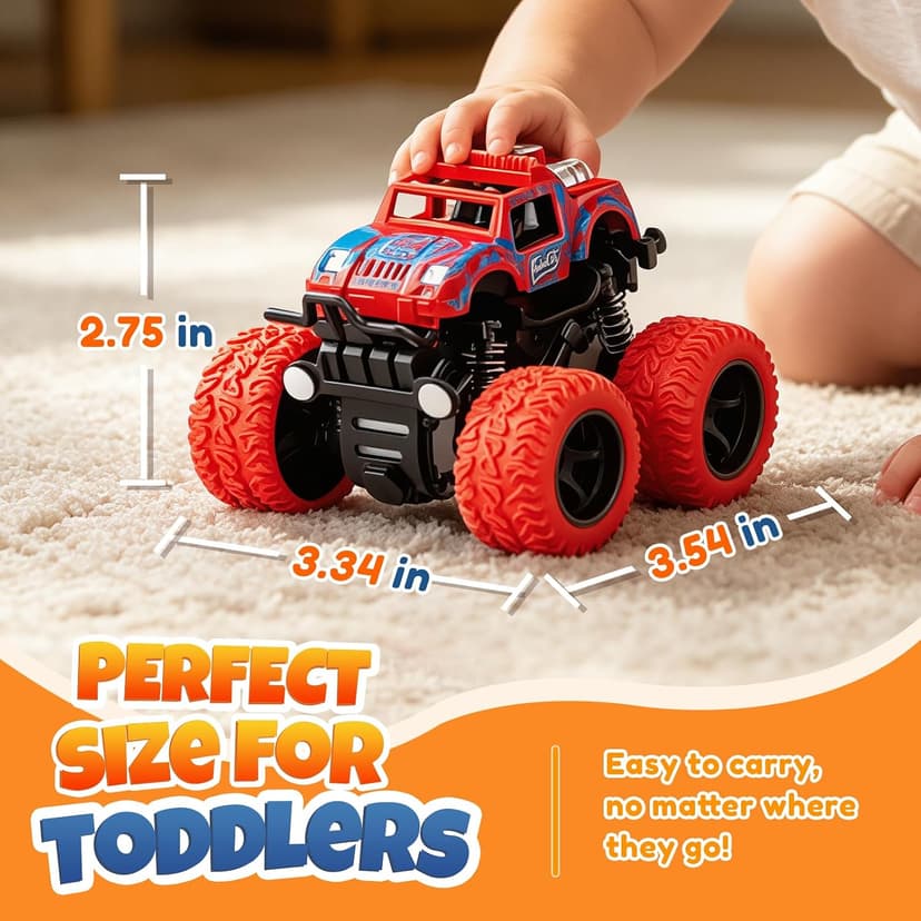 4 Pack Monster Trucks Toys for Boys 2 3 4 5 6 7 Year Old, Friction Powered Pull Back Car Toys for Toddlers Kids Ages 3-5 2-4 4-7, Best Birthday Christmas Party Gift for Boys and Toddlers B07SRZ87DF