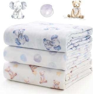 Breathable & Skin-Friendly 2-Layer Gauze Receiving Blankets, Swaddle Blanket for Baby Shower Gifts & Baby Registry Essentials Momcozy Muslin Swaddle Blankets, 3-Pack, Large 47"x47" Cuddle Buddies B0DRD4T9VZ