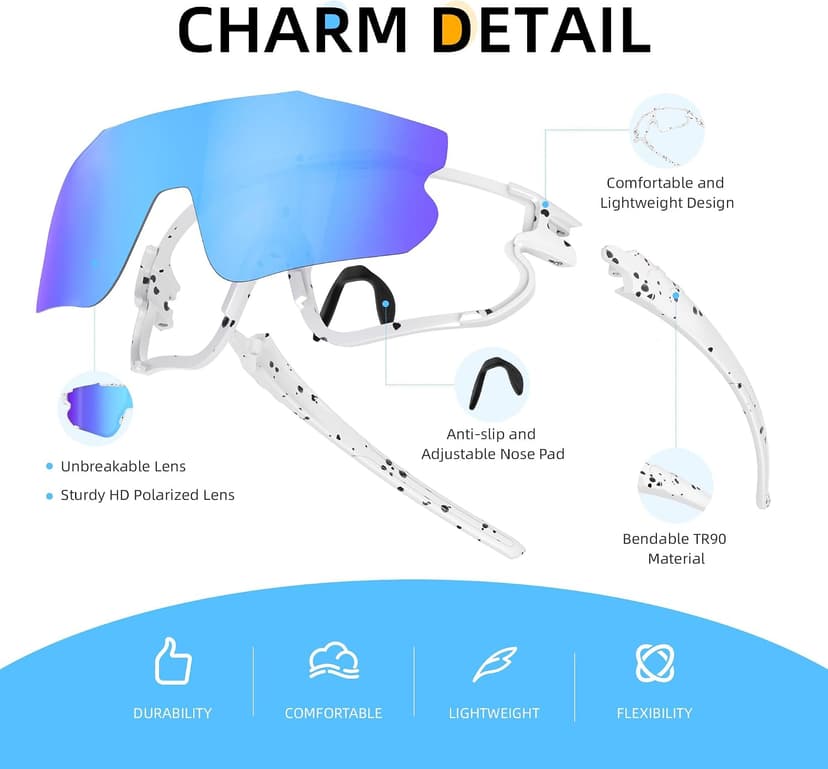 Kids Baseball Polarized Sunglasses: Sports Sunglasses for Boys Girls 3-12 Youth Sun Glasses for Cycling Running B0DB7QJYL4