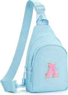 Birthday Gift for Girl Toddler,Sling Bag Fanny Pack Trendy Stuff,Personalized Gifts for 3 4 5 6 7 8 9 10 11 12 13 Year Old Gifts for Teen Girls Kids,Crossbody Initial Bag Purse Blue,A B0FQC9SWK4