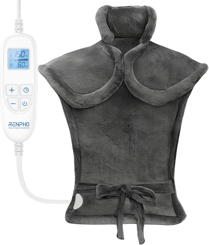 RENPHO Electric Heating Pad for Back Pain Relief, Birthday Gifts for Women Men Mom Dad Elderly, FSA Eligible Items Only List, Large Heat Pad for Neck and Shoulders, 24"x33", ETL Certified, Gray