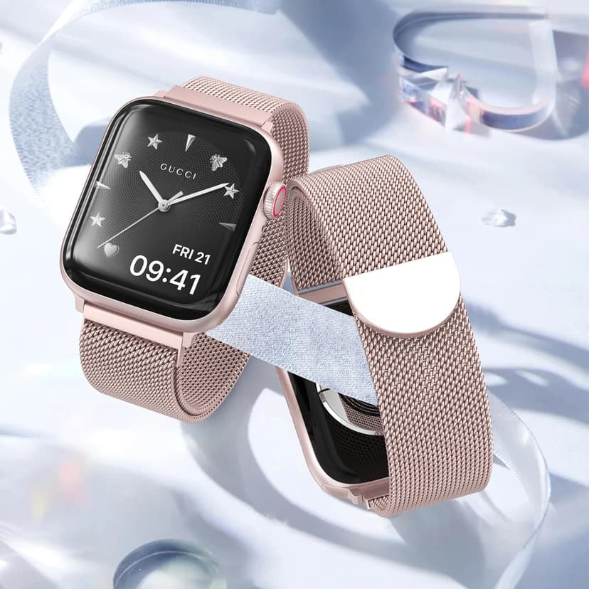 Original Stainless Steel Mesh Loop Compatible with Apple Watch 38mm 40mm 41mm 42mm 44mm 45mm 46mm 49mm Women Men, Magnetic Clasp Replacement for iWatch Bands Series 11 10 9 8 7 6 5 4 Ultra SE 3 2 1