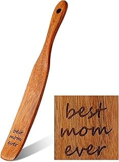 Gifts for Mom from Daughter Son, BEST MOM EVER Teak Wood Spurtle Spatula, Christmas Birthday Mother's Day Gifts, Best Mom Gift, Natural Kitchen Utensils for Sourdough Starter, Mixing, Jar Scraping