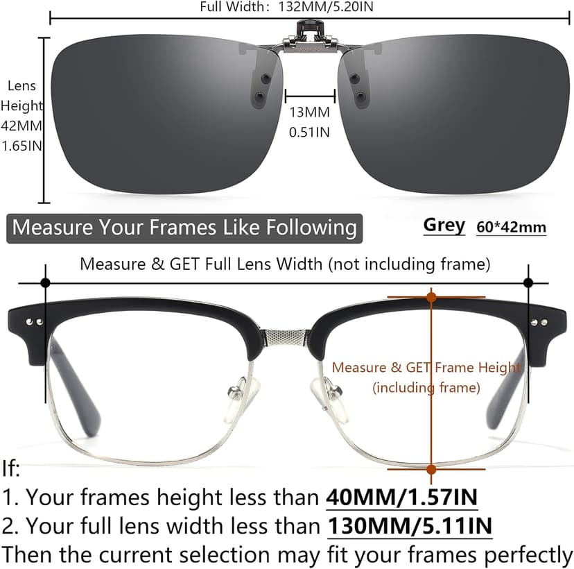CAXMAN Polarized Clip On Sunglasses Over Prescription Glasses for Men Women UV Protection