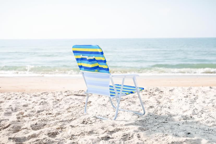 CARIBBEAN JOE Folding Beach Chair, 1 Position Lightweight and Portable Foldable Outdoor Camping Accessories with Carry Strap (Bold Stripe, 200lbs Capacity)