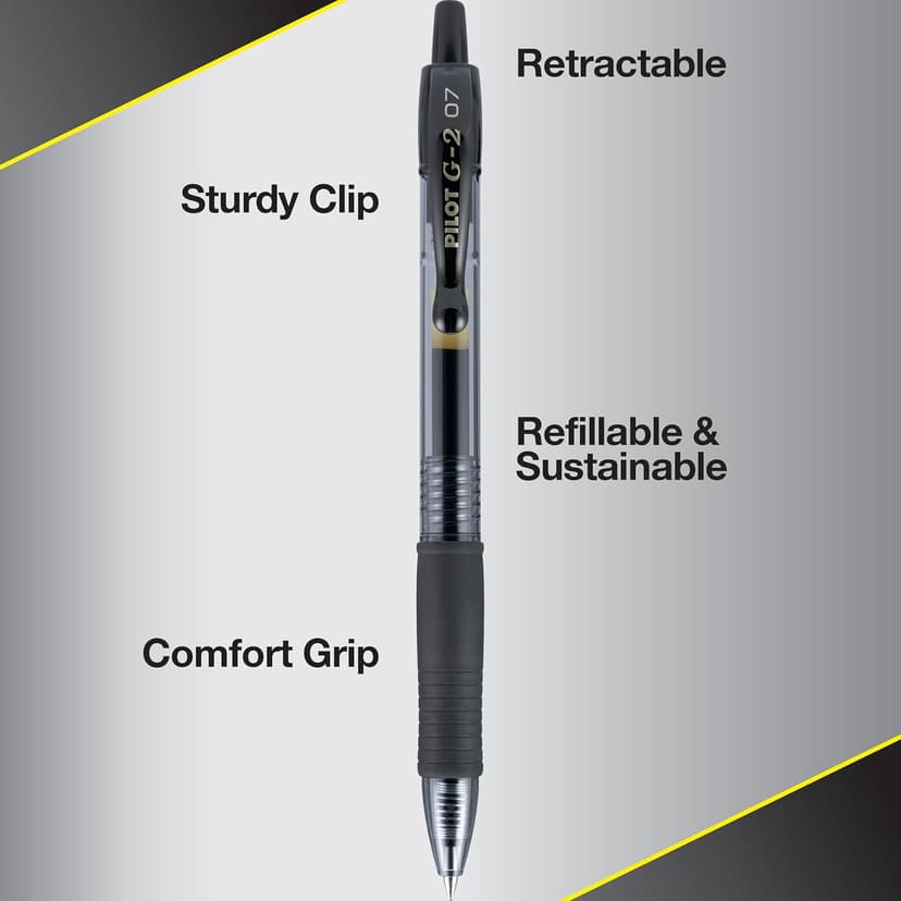 PILOT G2 Premium Refillable & Retractable Rolling Ball Gel Pens, Fine Point, Black Ink, 12 Count (Pack of 1) (31020)
