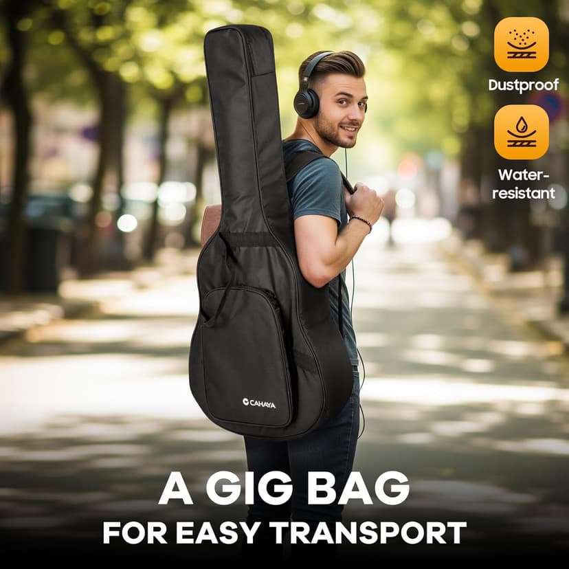 CAHAYA Acoustic Guitar Beginner Set - 41" Full Size Spruce Top Mahogany Body with Okoume Neck Rosewood Fingerboard, GA Cutaway Design, Balanced Rich Tone with Gig Bag, Strap, Capo, Strings & Picks