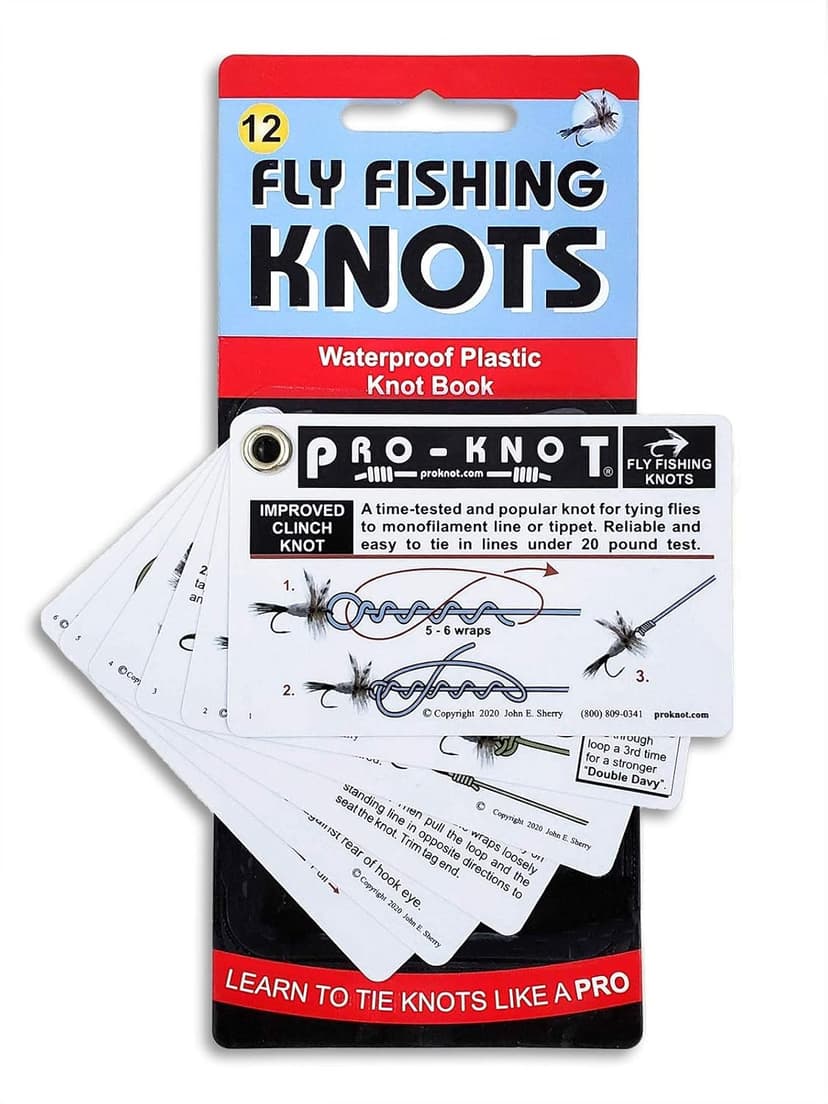 Pro-Knot Fly Fishing Knot Cards - Waterproof Knot Cards With 12 Best Fly Fishing Knots | Easy To Follow Knot Tying Instructions | Fly Fisherman Gift Idea