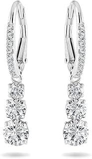 Swarovski Stilla Attract Trilogy Drop Pierced Earrings with White Crystals on a Rhodium Plated Setting with Hinged Closure