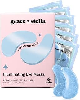 grace & stella Award Winning Under Eye Mask Reduce Dark Circles, Puffy Eyes, Undereye Bags, Wrinkles, Gel Under Eye Patches, Small Gifts for Women, Gifts Under 10 Dollars, Vegan (6 Pairs, Blue) B0C4G16NBX