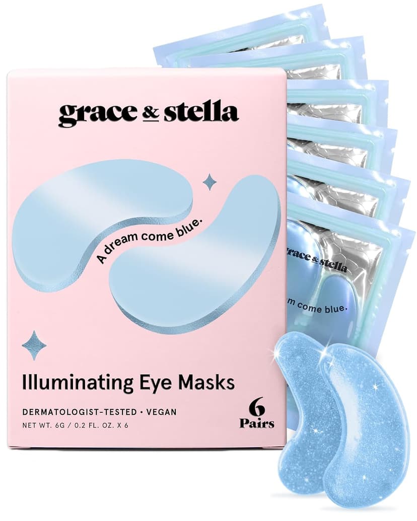 grace & stella Award Winning Under Eye Mask Reduce Dark Circles, Puffy Eyes, Undereye Bags, Wrinkles, Gel Under Eye Patches, Small Gifts for Women, Gifts Under 10 Dollars, Vegan (6 Pairs, Blue) B0C4G16NBX