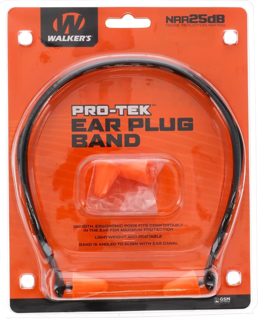 Walker's Pro-Tek Earplug Band 25dB NRR Passive Hearing Protection Shooting Hunting Soft Adaptable Foam Plugs w/Comfortable Neckband, Extra Pair of Ear Tips Included