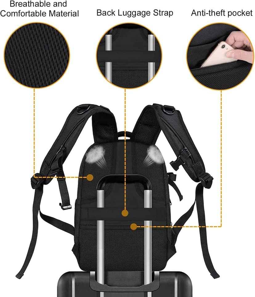 15-16 inch Waterproof Hardshell Case with Tripod Holder&Laptop Compartment Compatible with Canon/Nikon/Sony, Black MOSISO Camera Backpack, DSLR/SLR/Mirrorless Photography Camera Bag B07ZCRWPPV