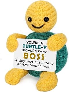 Christmas Boss Gifts, Funny White Elephant Turtle Boss Gifts for Women Men, Boss Lady Female Male from Employee Coworkers Birthday Gift for Supervisor Manager, Cute Handmade Crochet Turtle