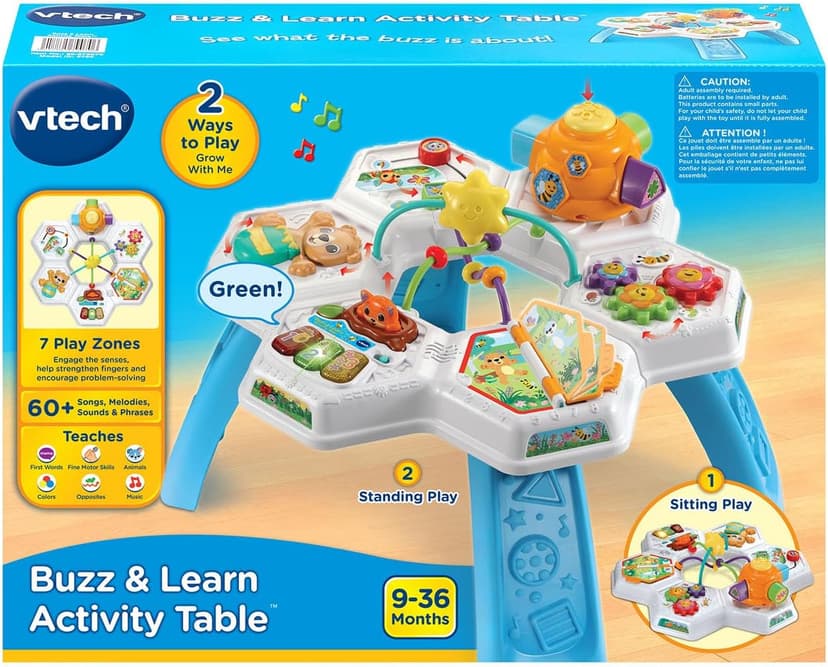VTech Buzz and Learn Activity Table with Seven Interactive Play Zones, Blue