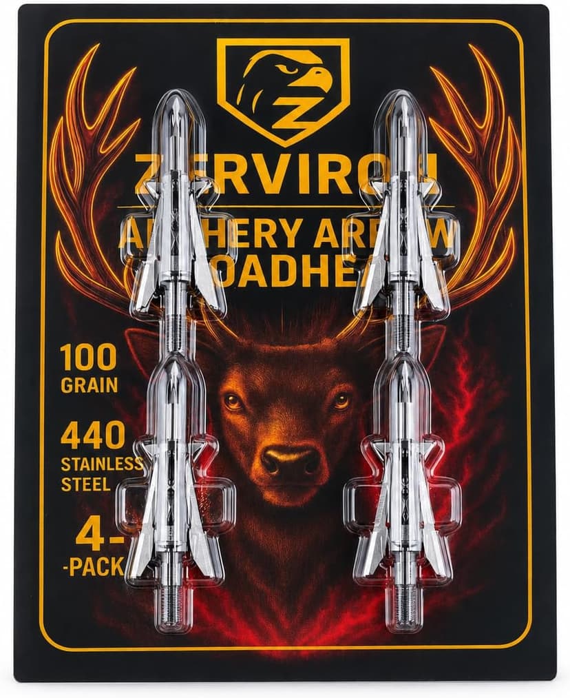Mechanical Expandable Broadheads Hunting Arrow Tips, 100 Grain 2 Inch Cut, 440 Stainless Steel Blades & Chisel Tip, 8-32 Thread for Crossbow & Compound Bow Bolts, Up to 500 FPS Tested, 4 Pack