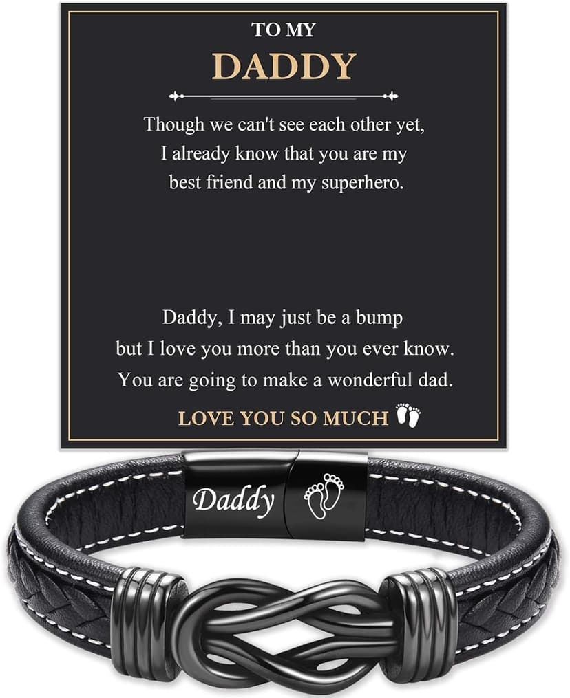 Love You Forever Leather Bracelet Gifts for Men Him Teen Boys, To My Brother Son Grandson Nephew Friend Dad Husband Christmas Birthday Valentines Fathers Day Graduation Back to School Gifts