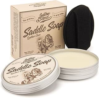 Saddle Soap for Leather, Leather Nerd Leather Cleaner Conditioner for Boots, 4.23 Oz with Sponge, All-Natural Protect Soften and Restore Shoes, Jackets, Purses, Gloves, Vinyl, and Leather Products