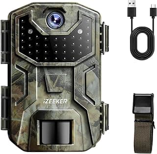iZEEKER Trail Camera, HD Game Camera with 940nm No Glow Night Vision Motion Activated 0.2s Trigger Time, Hunting Camera No WiFi, IP66 Waterproof for Wildlife Monitoring Outdoor Security Deer Scouting
